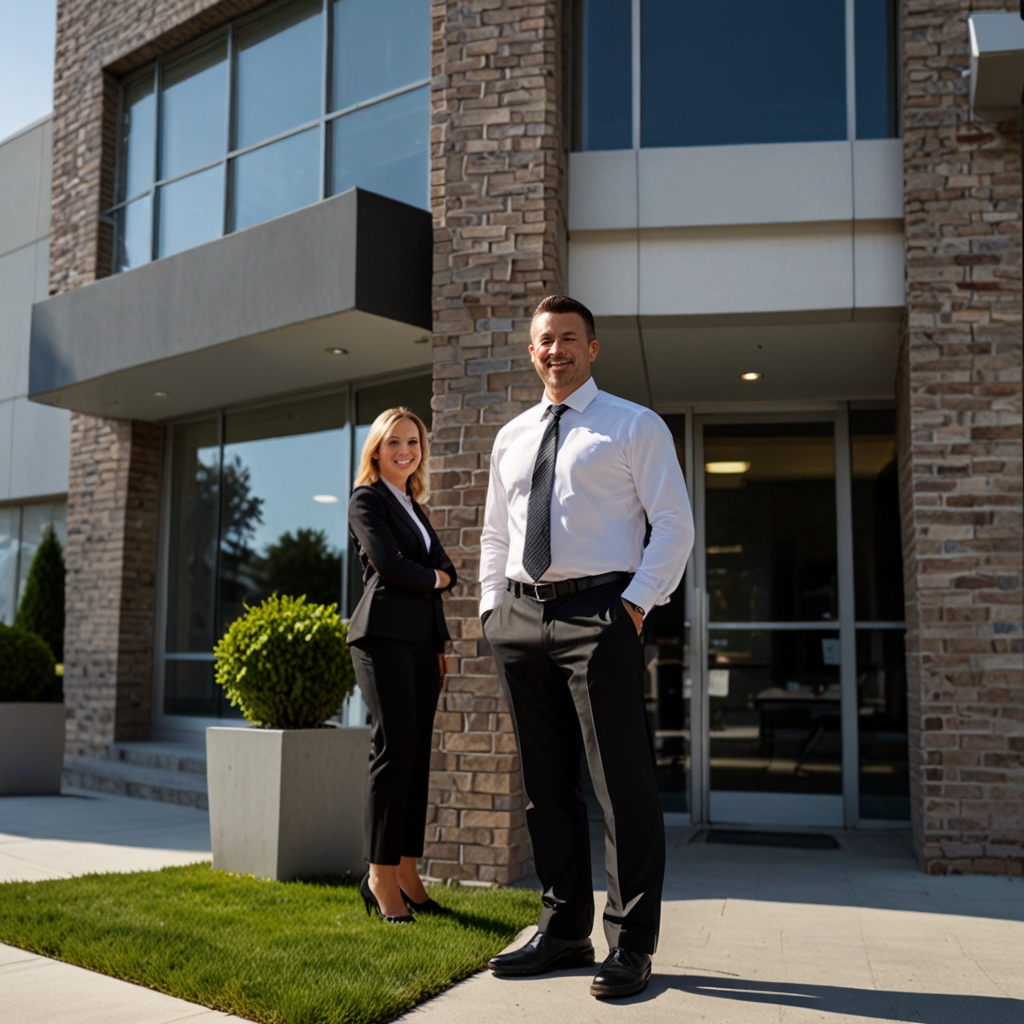 Couple signing mortgage agreement